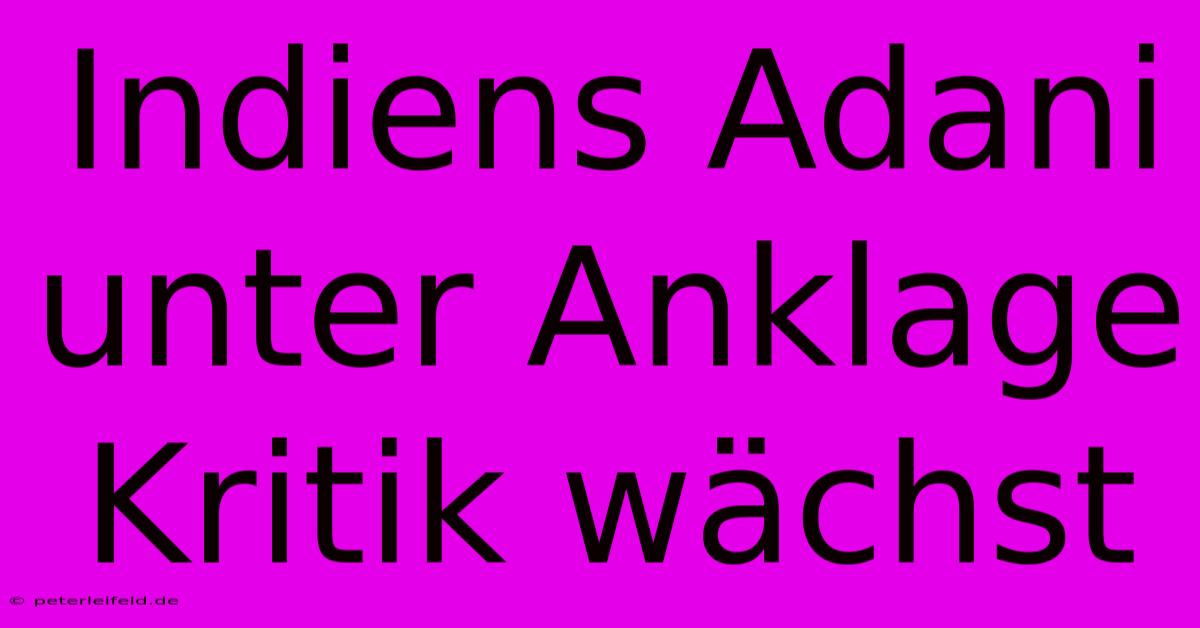 Indiens Adani Unter Anklage Kritik Wächst