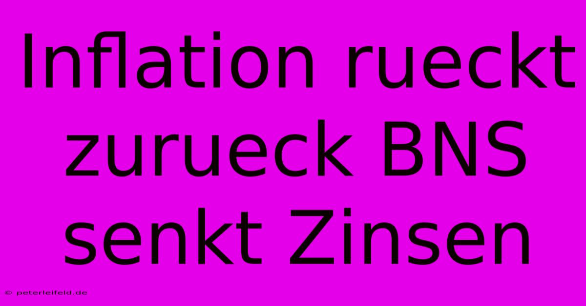 Inflation Rueckt Zurueck BNS Senkt Zinsen