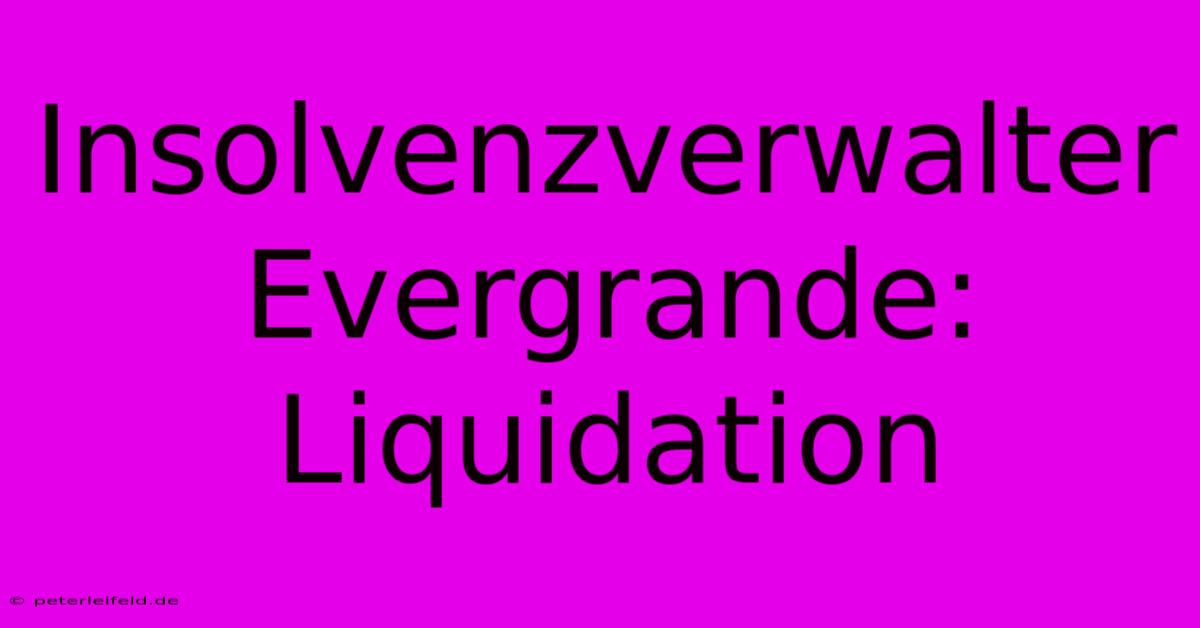 Insolvenzverwalter Evergrande: Liquidation