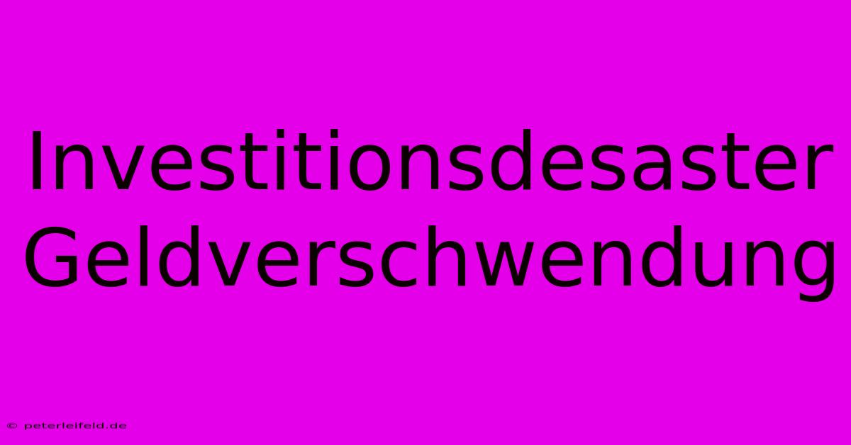 Investitionsdesaster Geldverschwendung