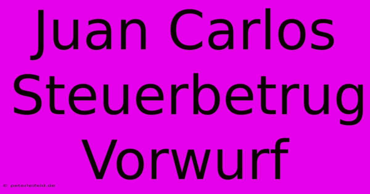 Juan Carlos Steuerbetrug Vorwurf