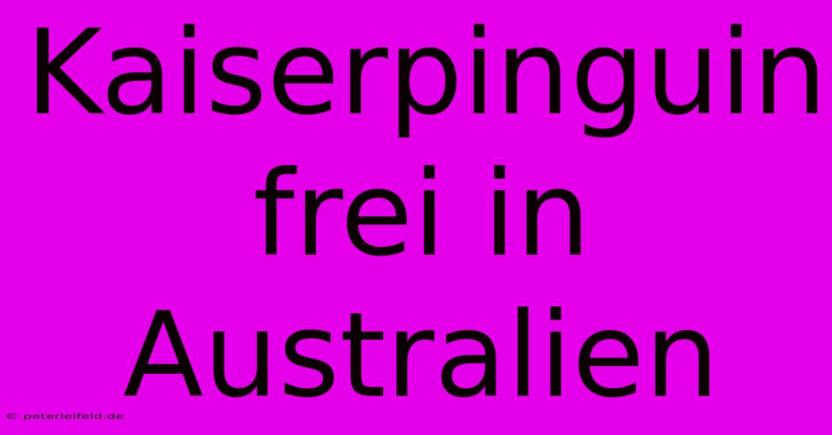 Kaiserpinguin Frei In Australien