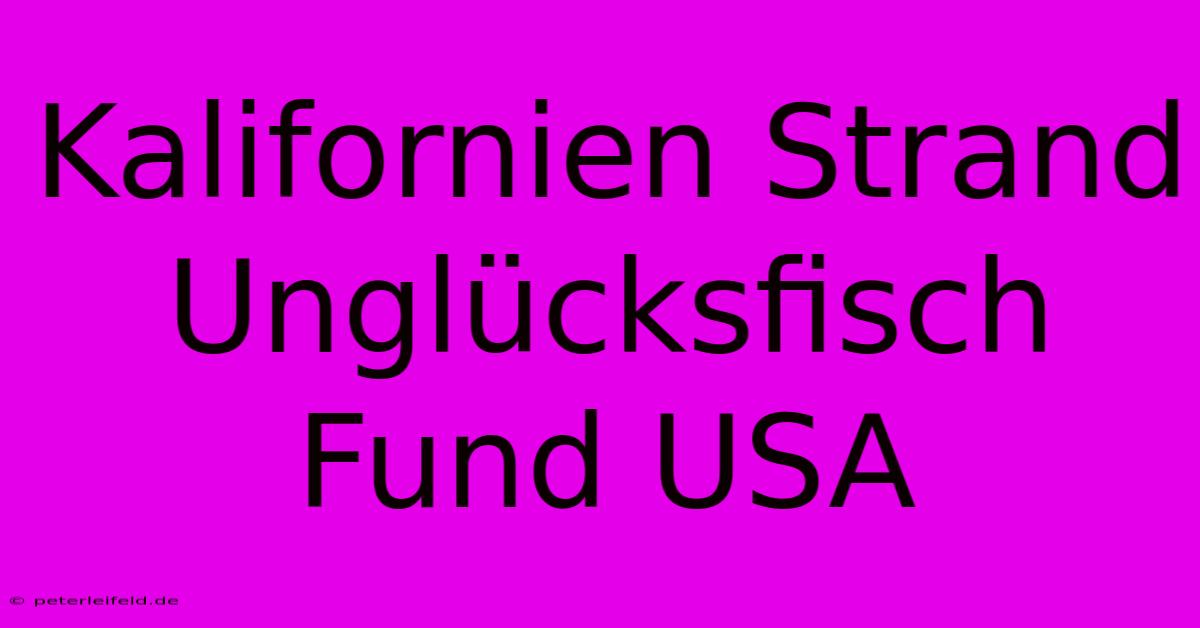 Kalifornien Strand Unglücksfisch Fund USA