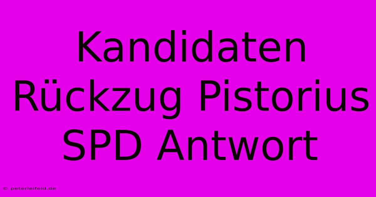 Kandidaten Rückzug Pistorius SPD Antwort