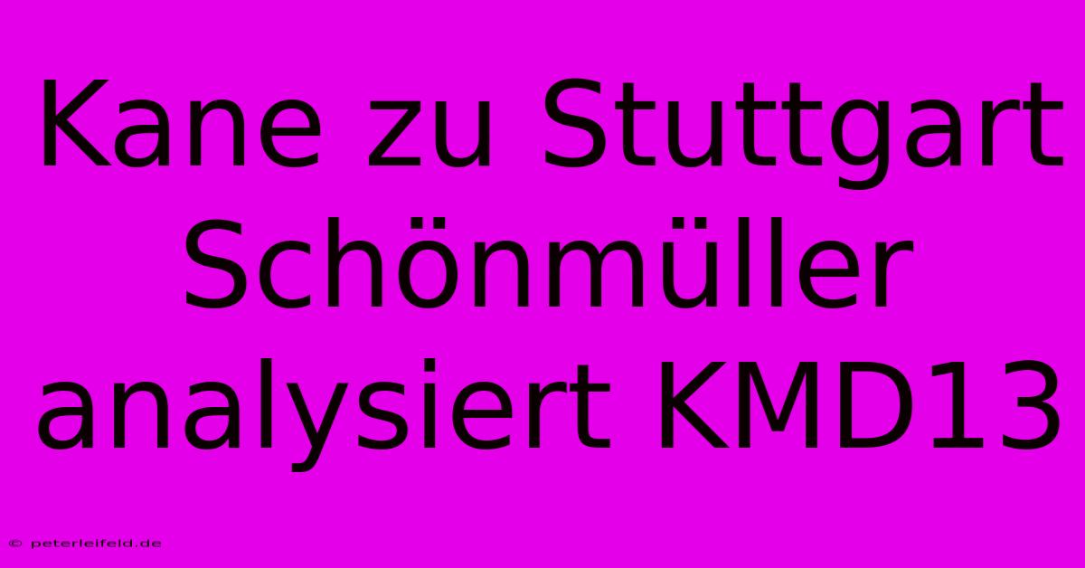 Kane Zu Stuttgart Schönmüller Analysiert KMD13