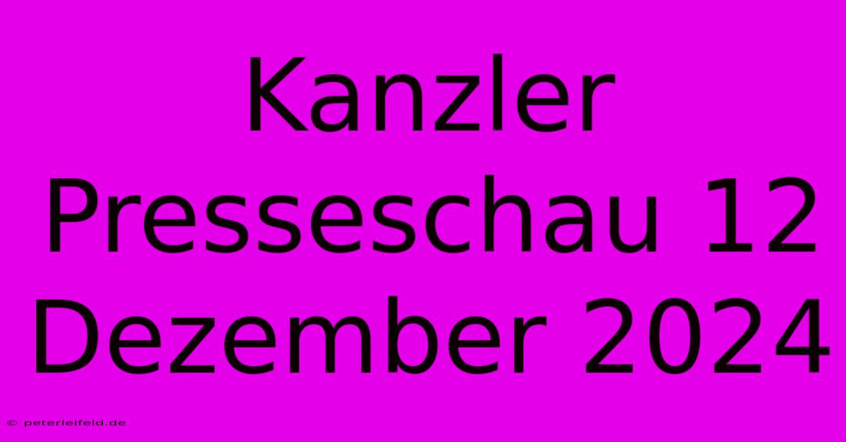 Kanzler Presseschau 12 Dezember 2024