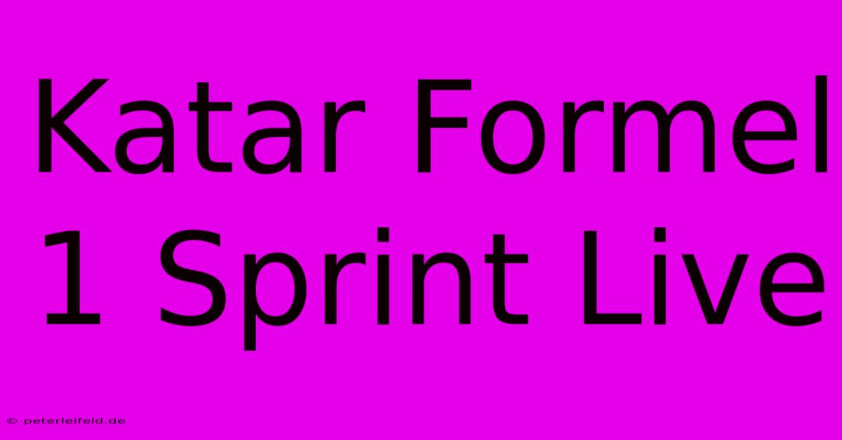 Katar Formel 1 Sprint Live