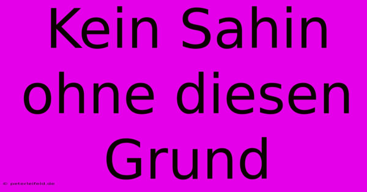 Kein Sahin Ohne Diesen Grund