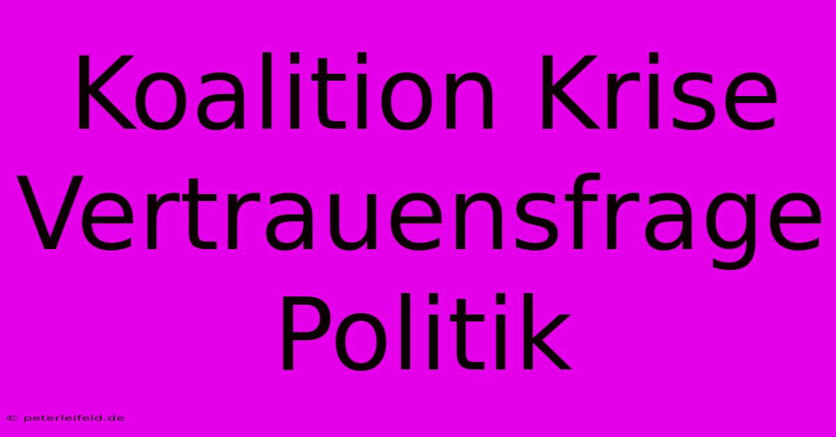 Koalition Krise Vertrauensfrage Politik