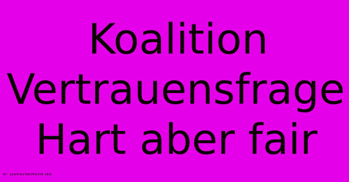 Koalition Vertrauensfrage Hart Aber Fair