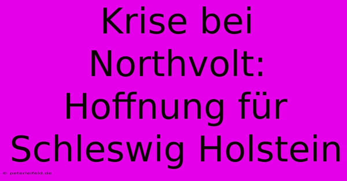 Krise Bei Northvolt: Hoffnung Für Schleswig Holstein