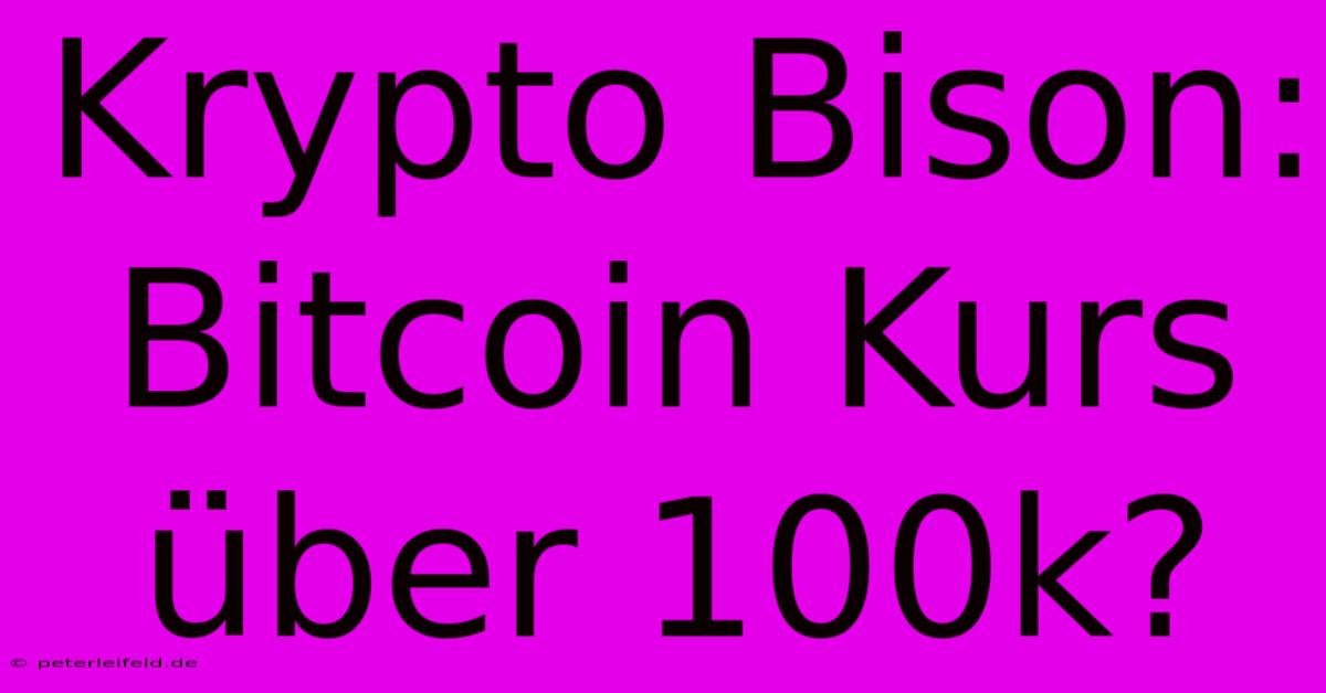 Krypto Bison: Bitcoin Kurs Über 100k?