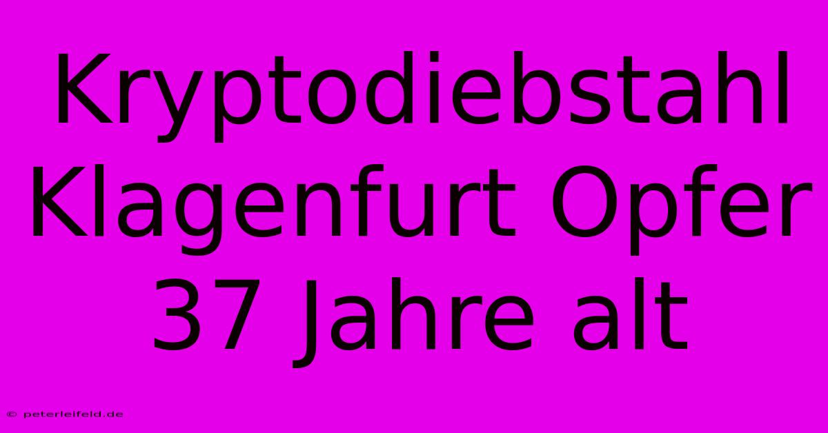 Kryptodiebstahl Klagenfurt Opfer 37 Jahre Alt