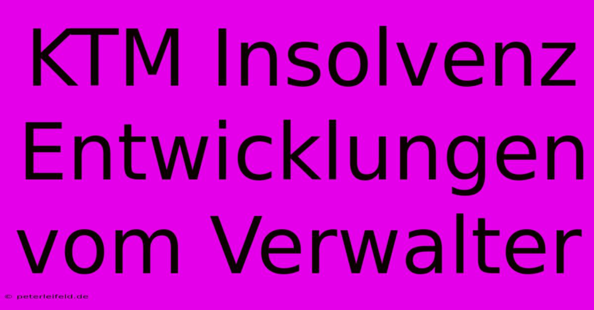 KTM Insolvenz Entwicklungen Vom Verwalter