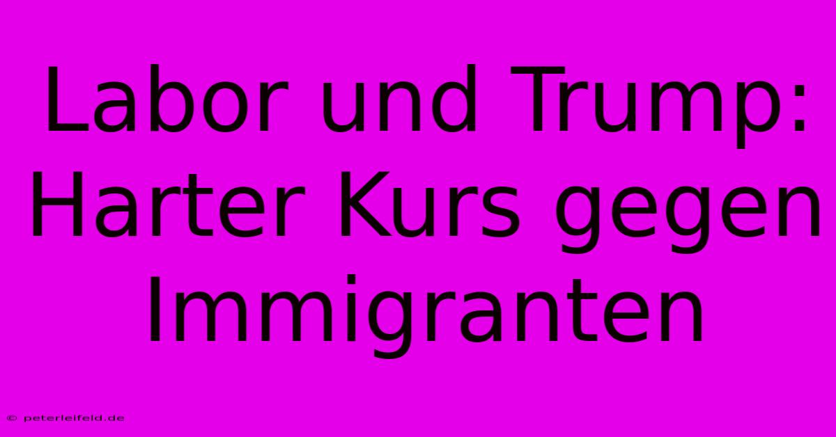 Labor Und Trump:  Harter Kurs Gegen Immigranten