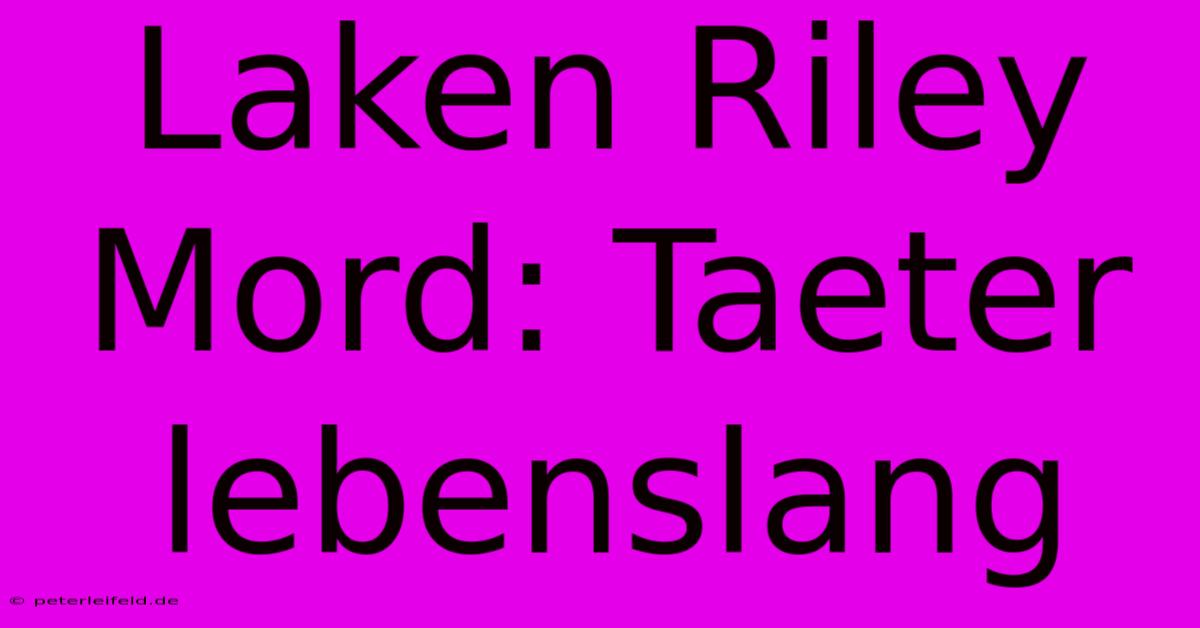 Laken Riley Mord: Taeter Lebenslang