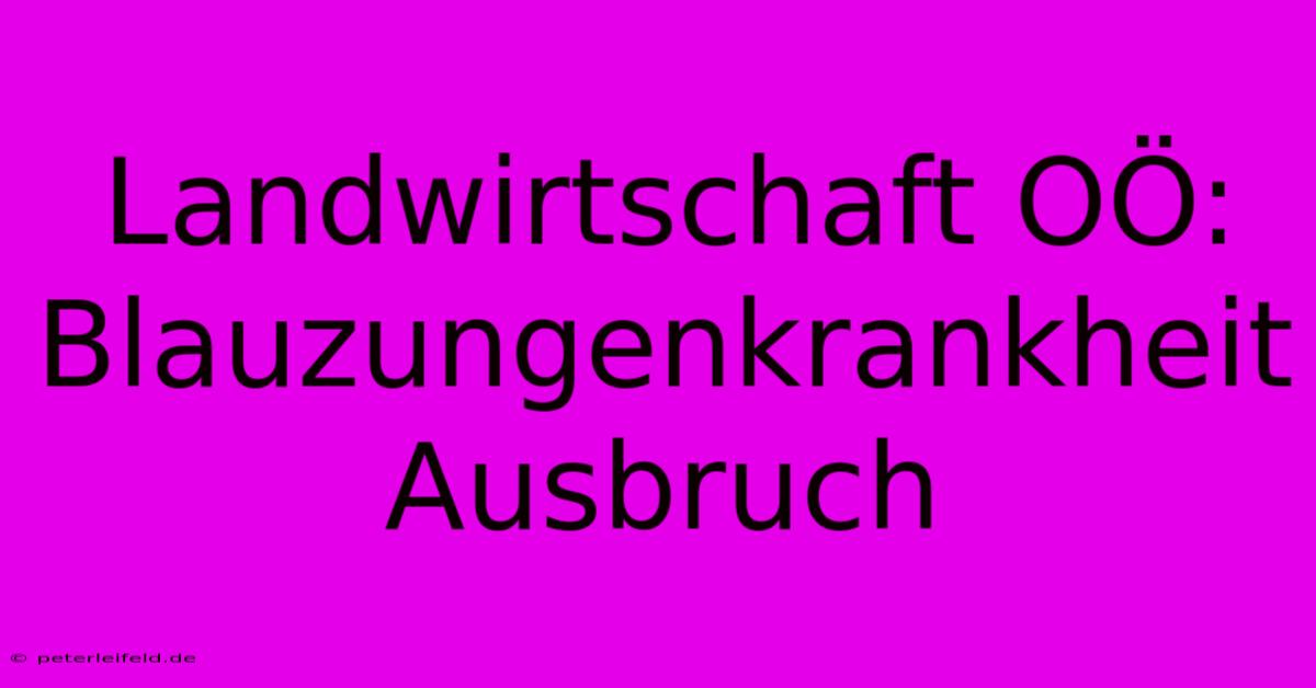 Landwirtschaft OÖ: Blauzungenkrankheit Ausbruch