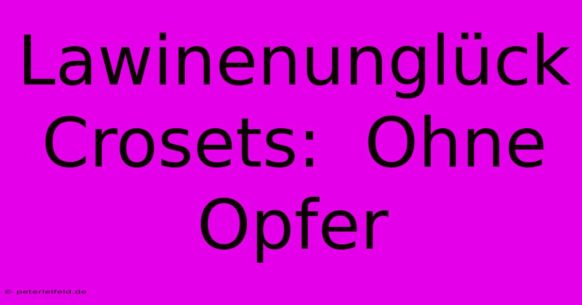 Lawinenunglück Crosets:  Ohne Opfer