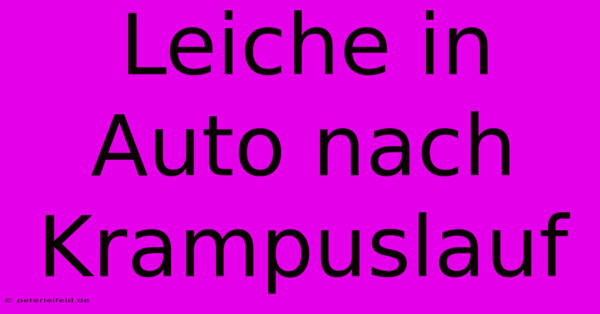 Leiche In Auto Nach Krampuslauf