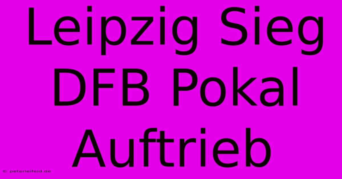 Leipzig Sieg DFB Pokal Auftrieb