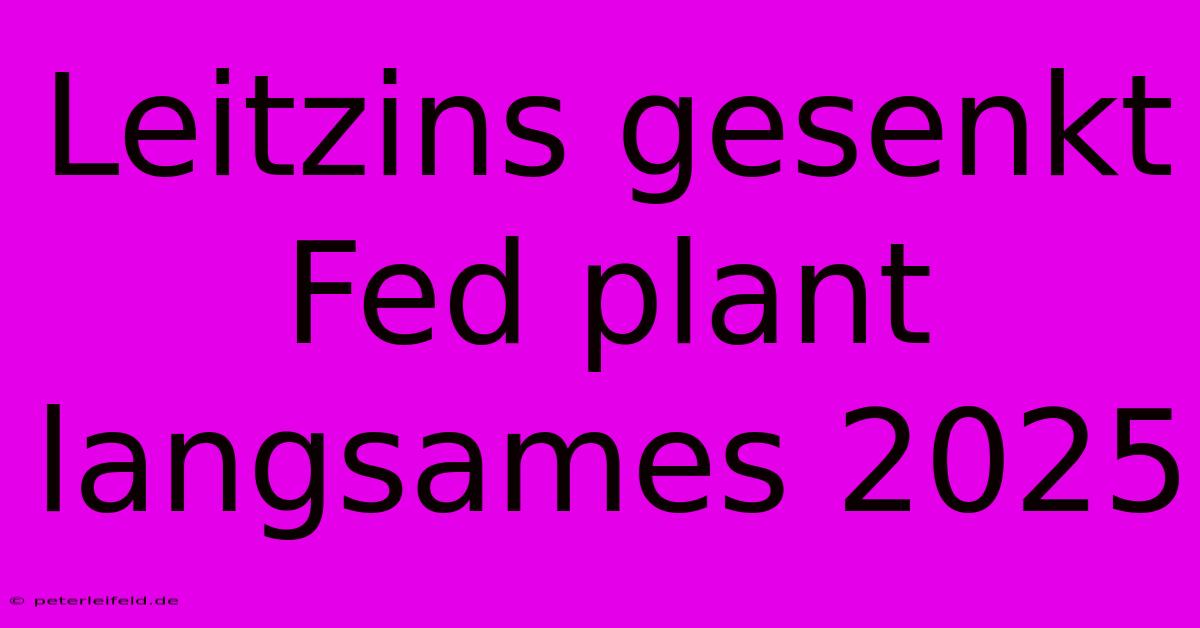 Leitzins Gesenkt Fed Plant Langsames 2025