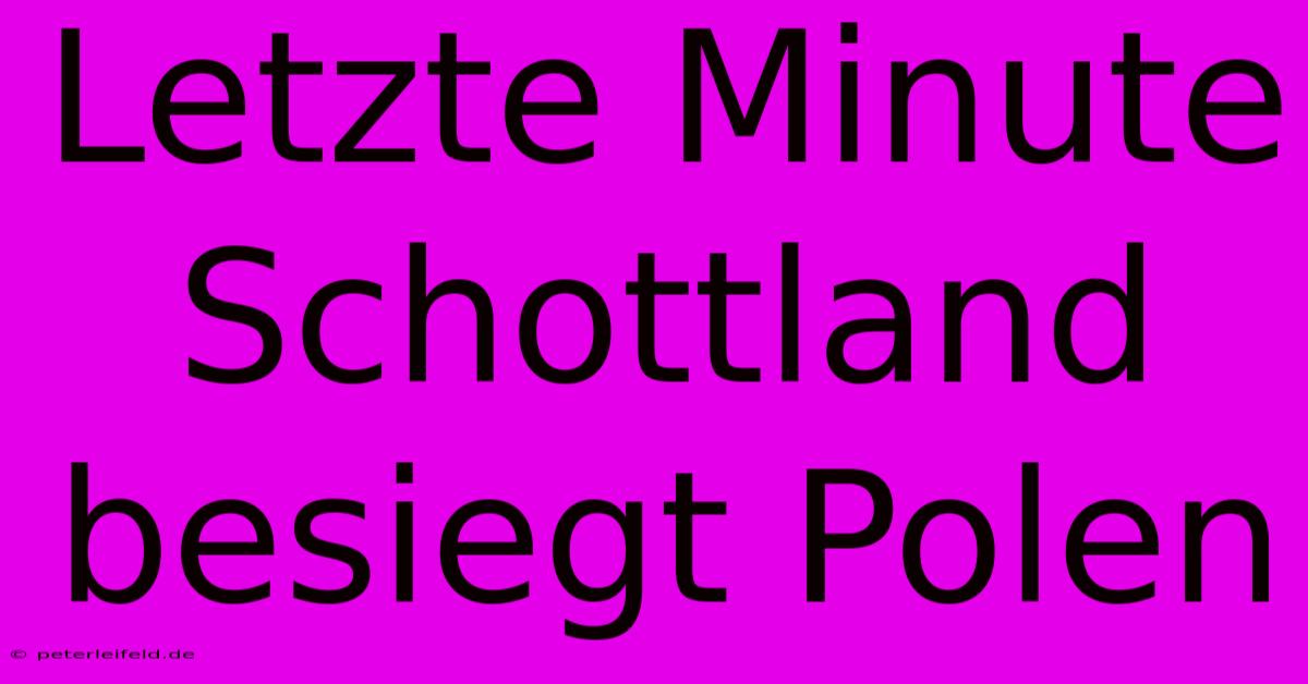 Letzte Minute Schottland Besiegt Polen