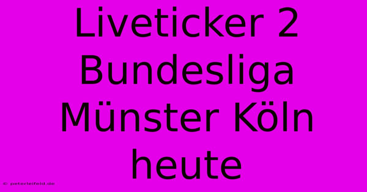 Liveticker 2 Bundesliga Münster Köln Heute