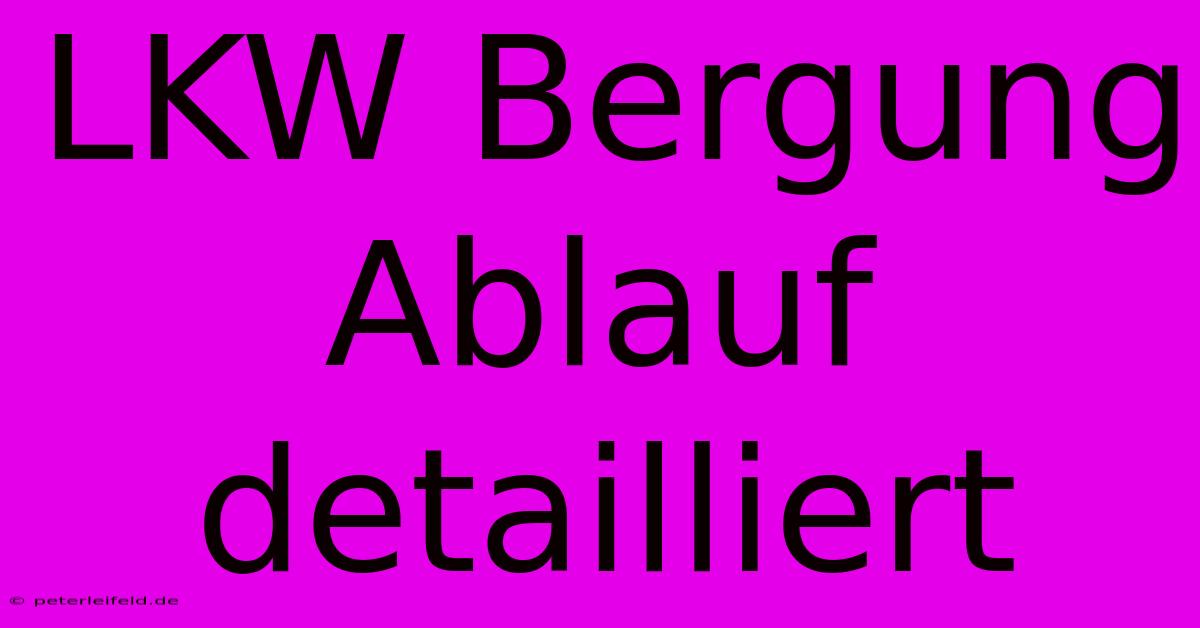 LKW Bergung Ablauf Detailliert