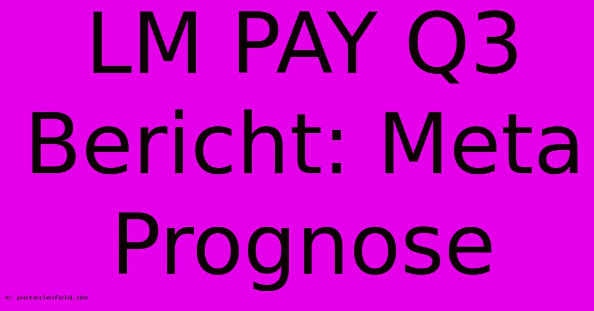 LM PAY Q3 Bericht: Meta Prognose