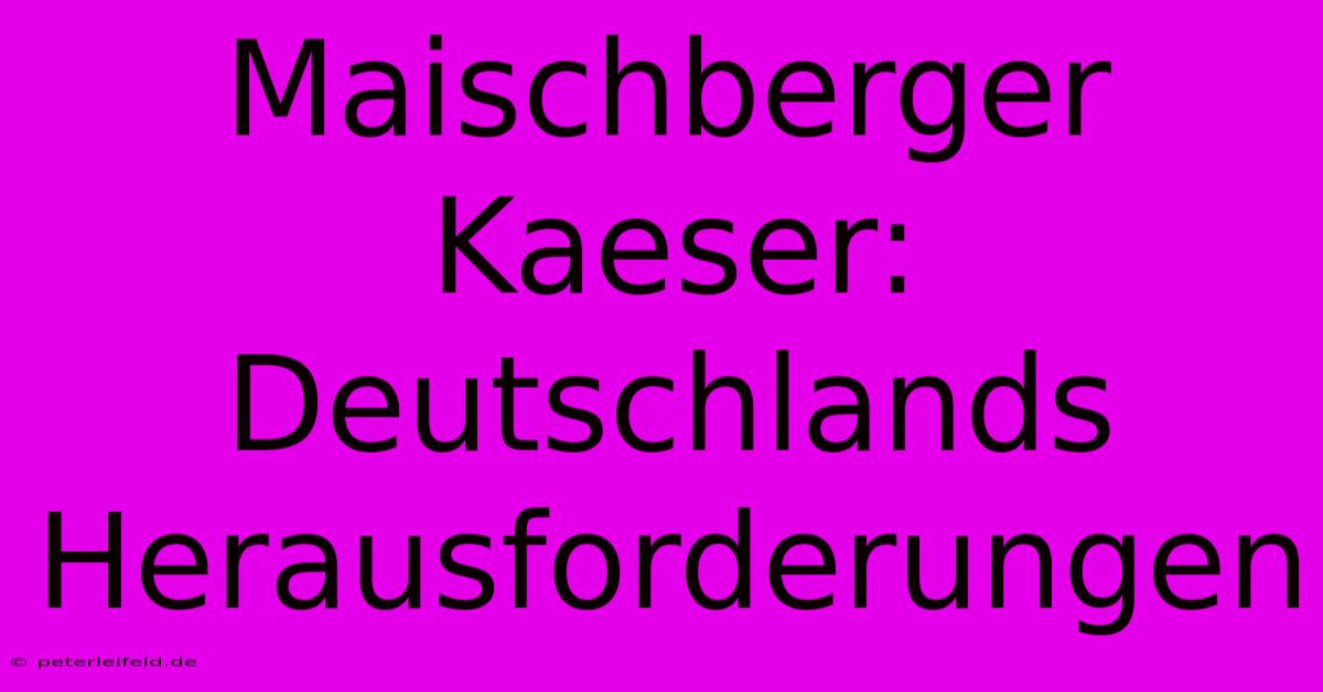 Maischberger Kaeser:  Deutschlands Herausforderungen