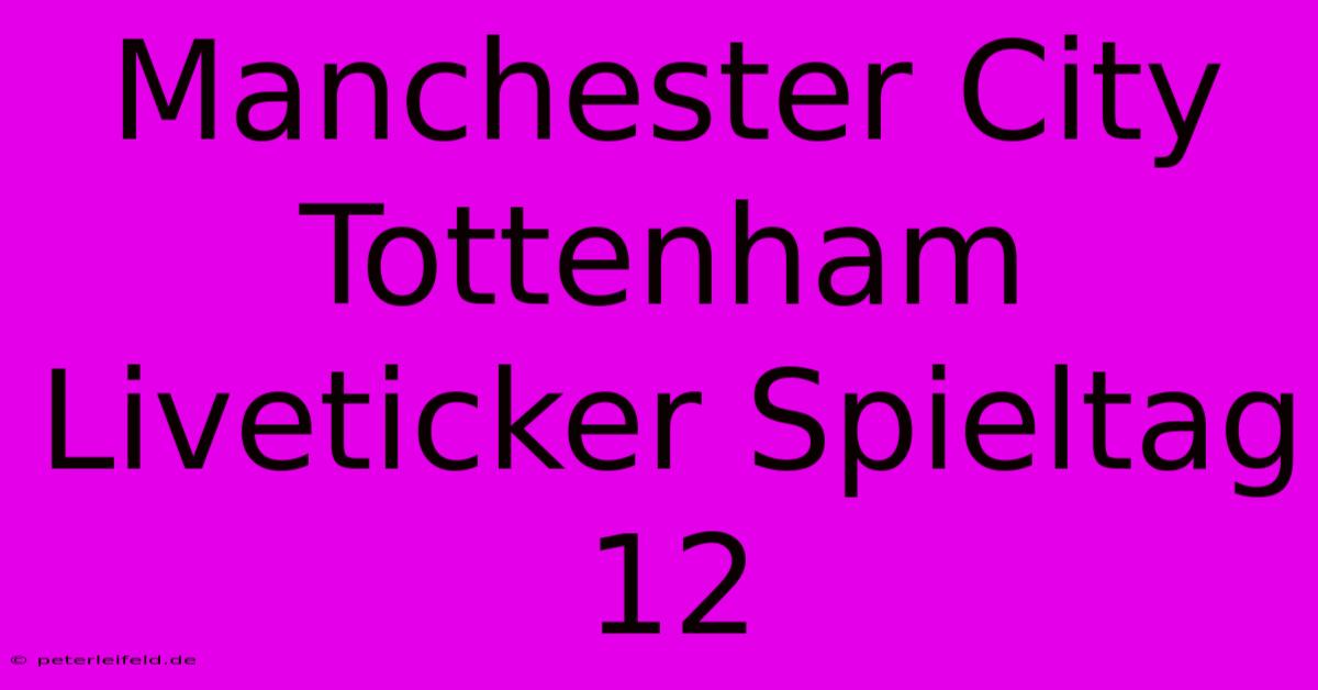 Manchester City Tottenham Liveticker Spieltag 12