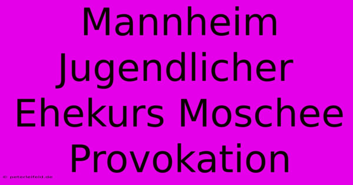 Mannheim Jugendlicher Ehekurs Moschee Provokation