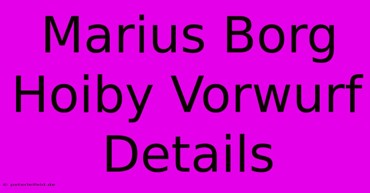 Marius Borg Hoiby Vorwurf Details