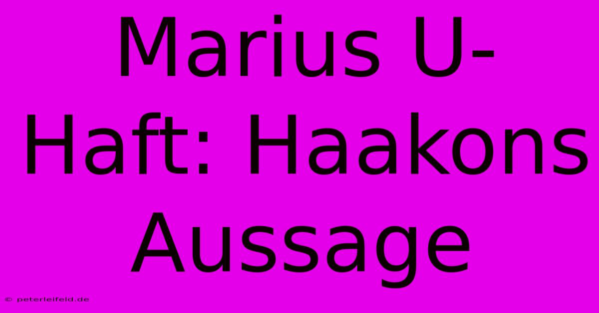 Marius U-Haft: Haakons Aussage