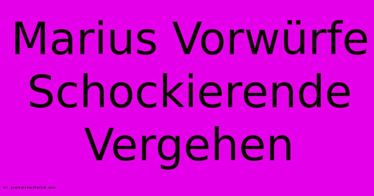 Marius Vorwürfe Schockierende Vergehen