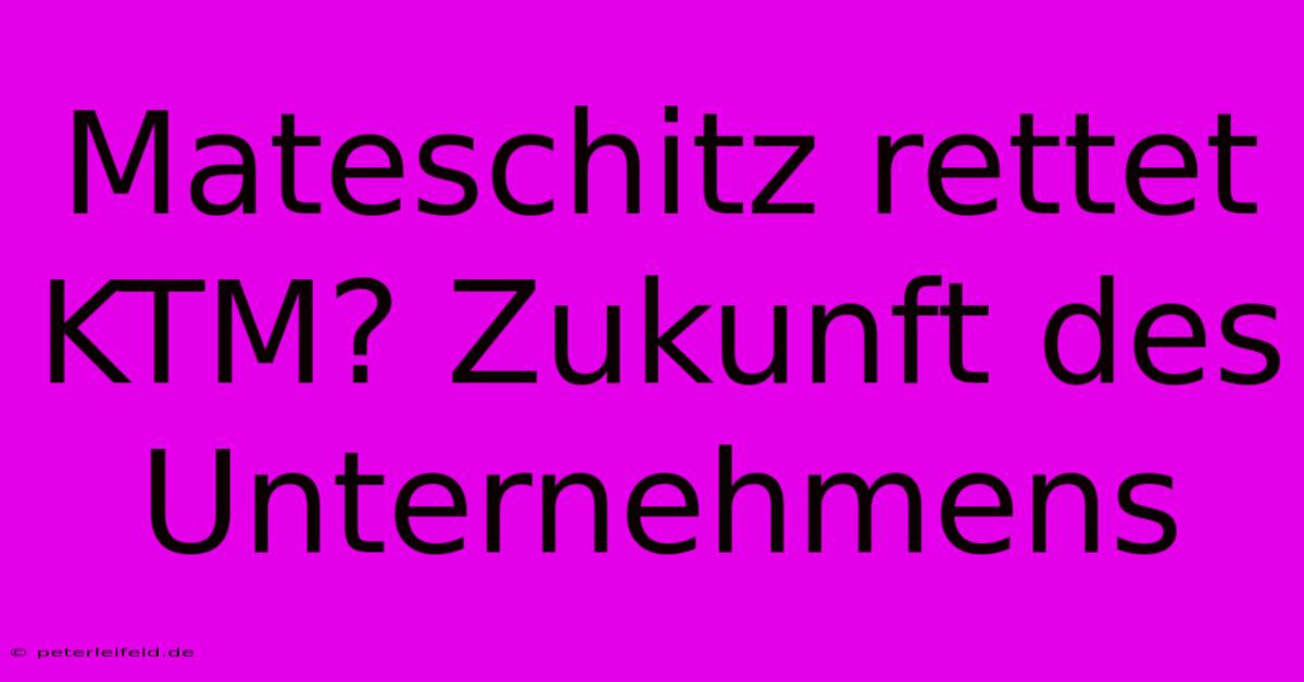 Mateschitz Rettet KTM? Zukunft Des Unternehmens