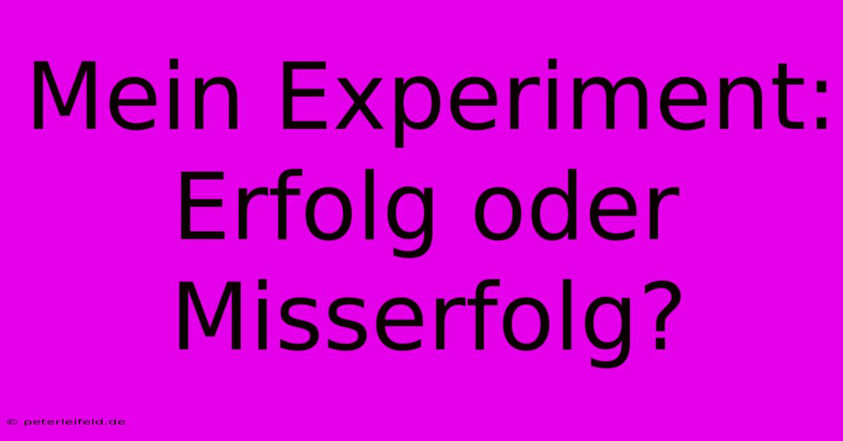 Mein Experiment:  Erfolg Oder Misserfolg?