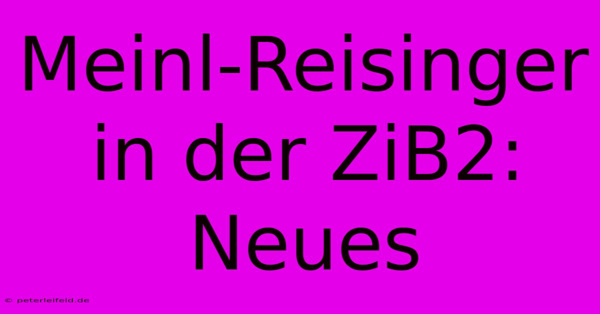 Meinl-Reisinger In Der ZiB2: Neues