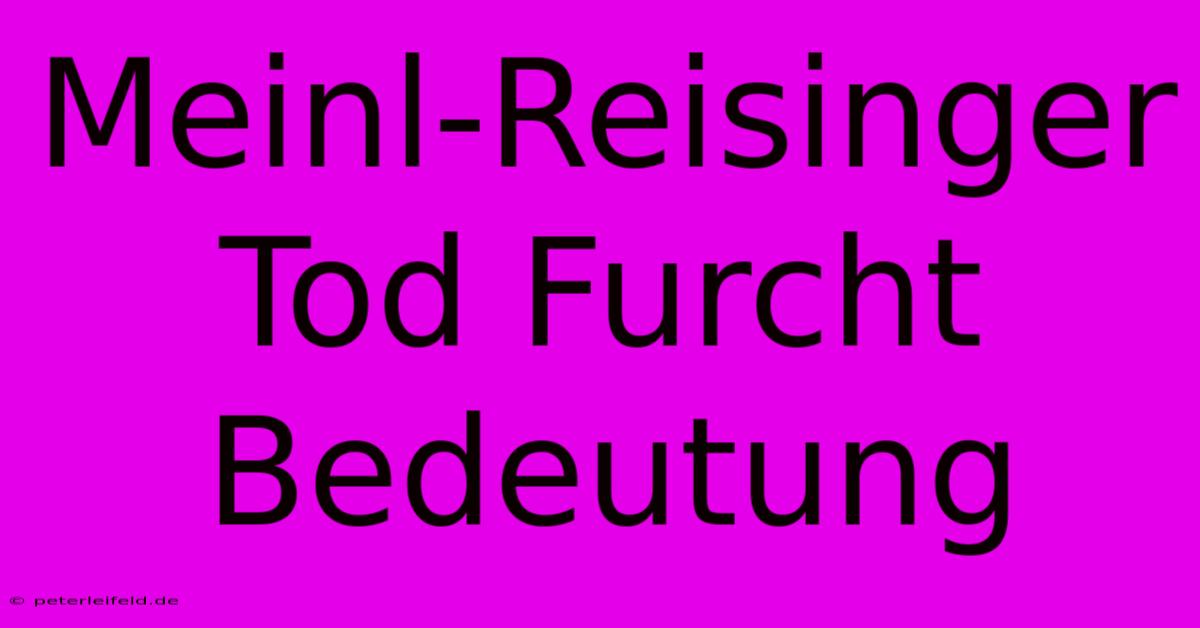 Meinl-Reisinger  Tod Furcht Bedeutung