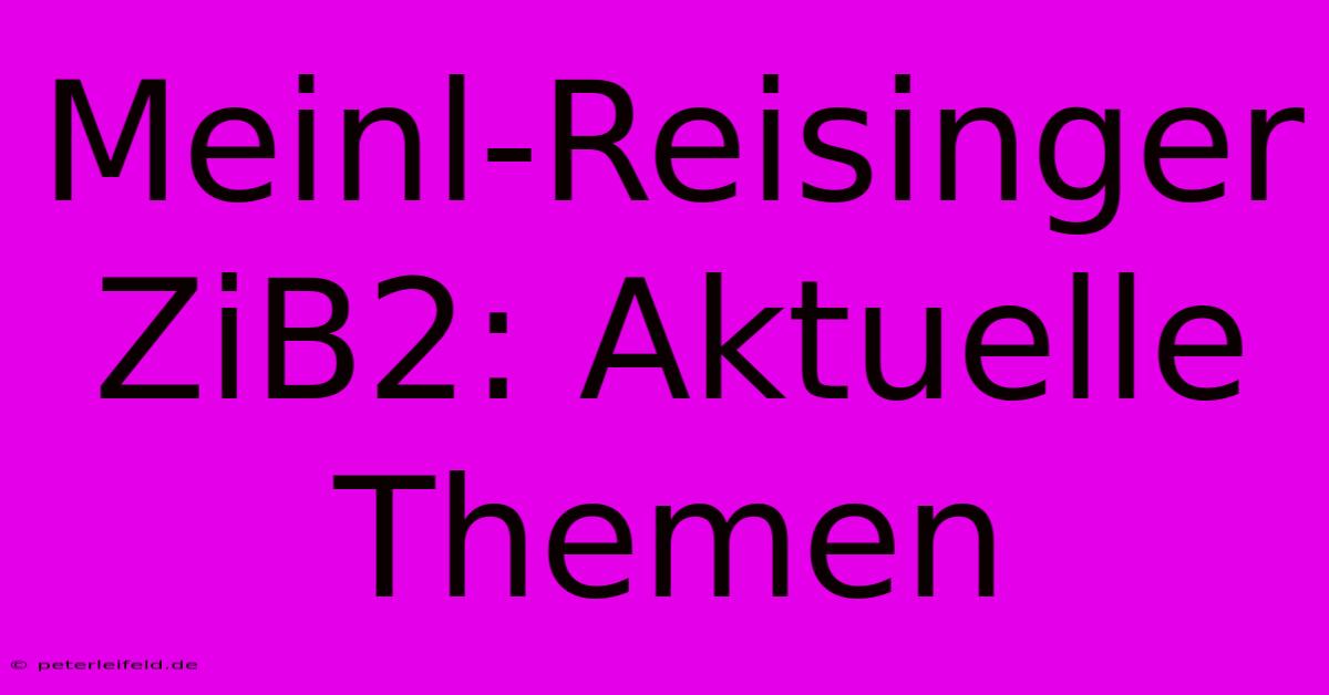 Meinl-Reisinger ZiB2: Aktuelle Themen