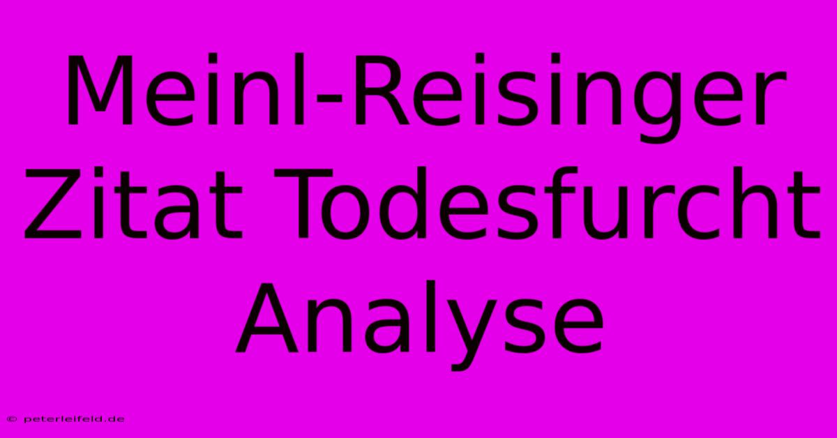 Meinl-Reisinger Zitat Todesfurcht Analyse