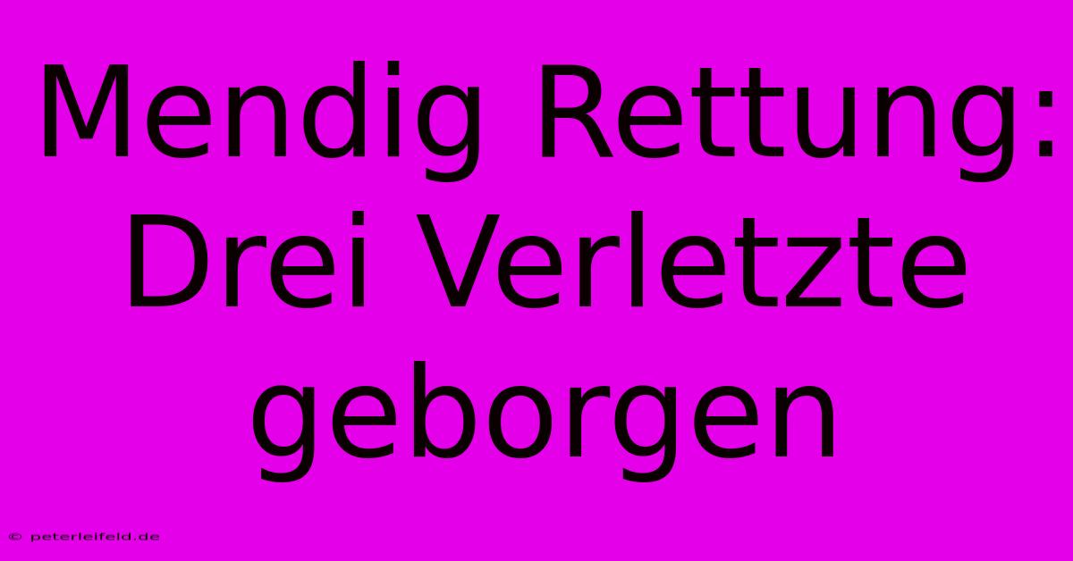 Mendig Rettung: Drei Verletzte Geborgen