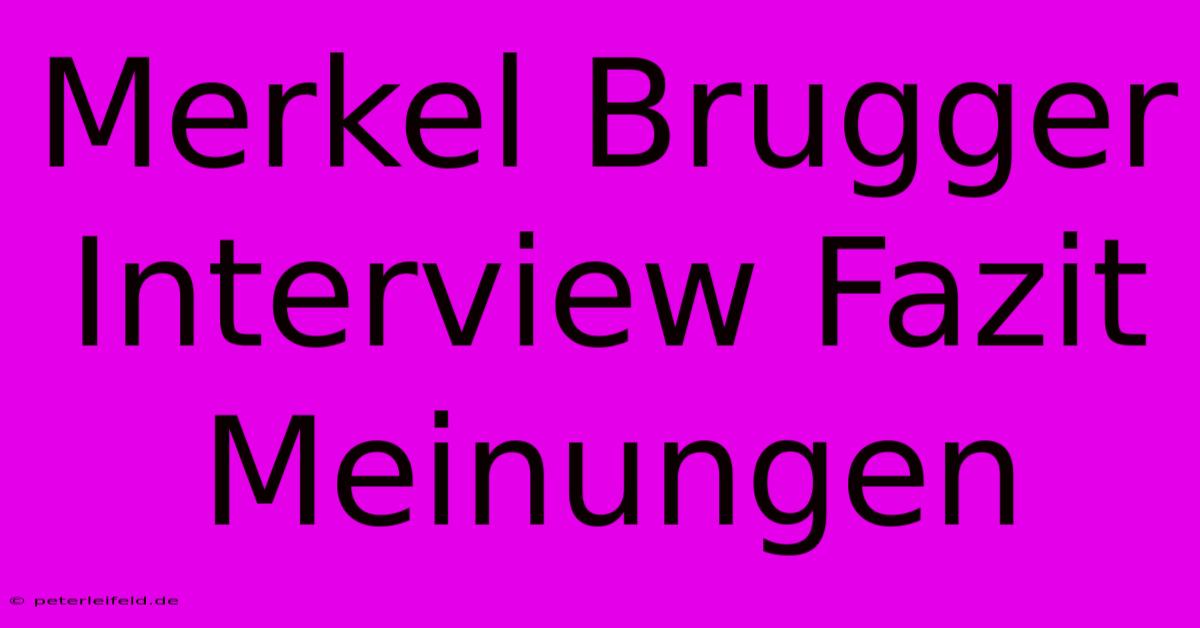 Merkel Brugger Interview Fazit Meinungen