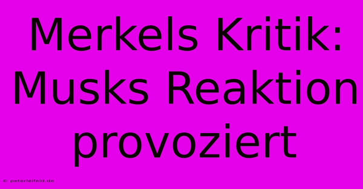 Merkels Kritik: Musks Reaktion Provoziert