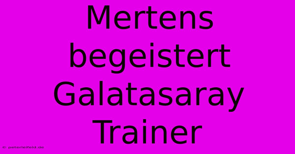 Mertens Begeistert Galatasaray Trainer