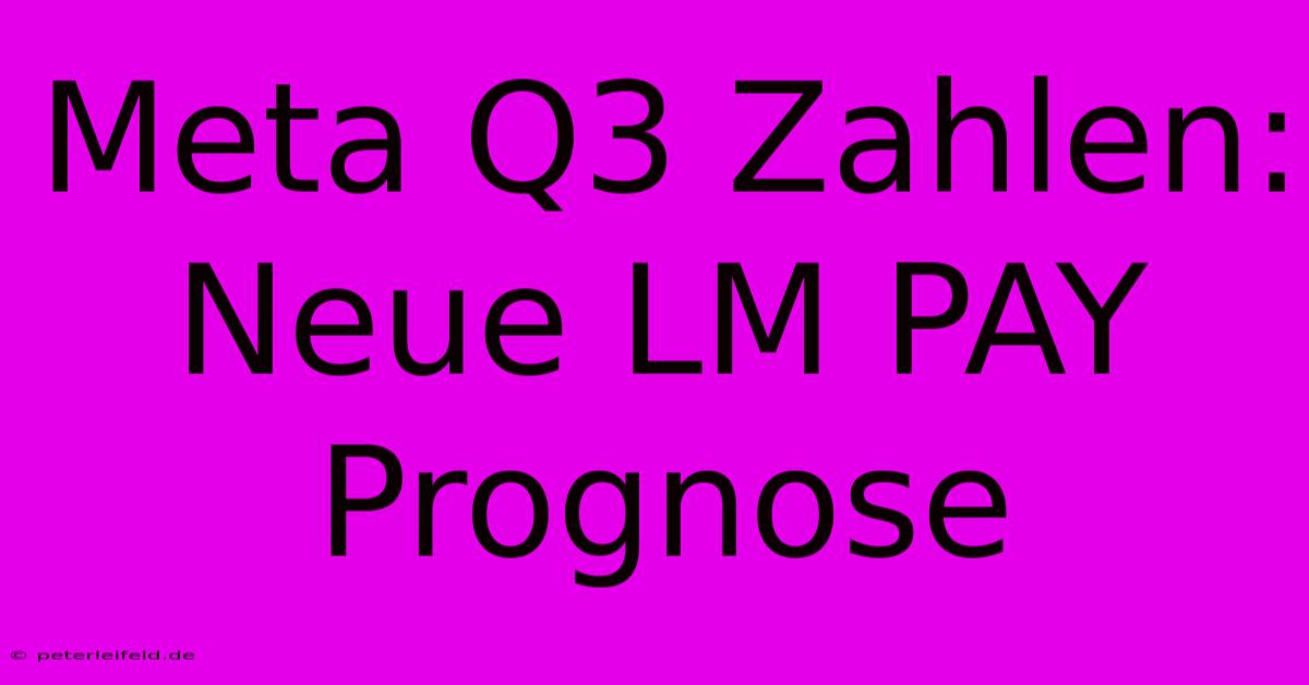 Meta Q3 Zahlen: Neue LM PAY Prognose