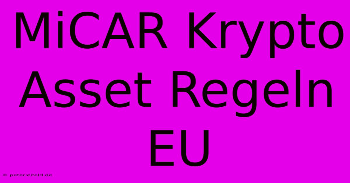 MiCAR Krypto Asset Regeln EU