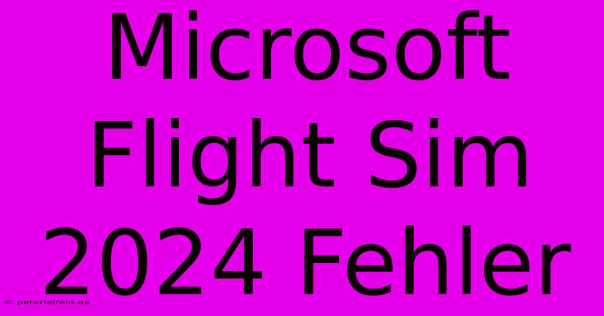 Microsoft Flight Sim 2024 Fehler