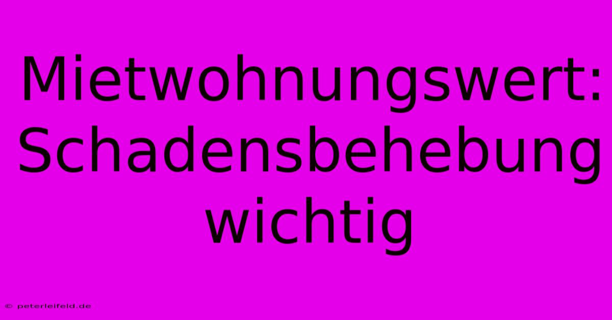 Mietwohnungswert:  Schadensbehebung Wichtig