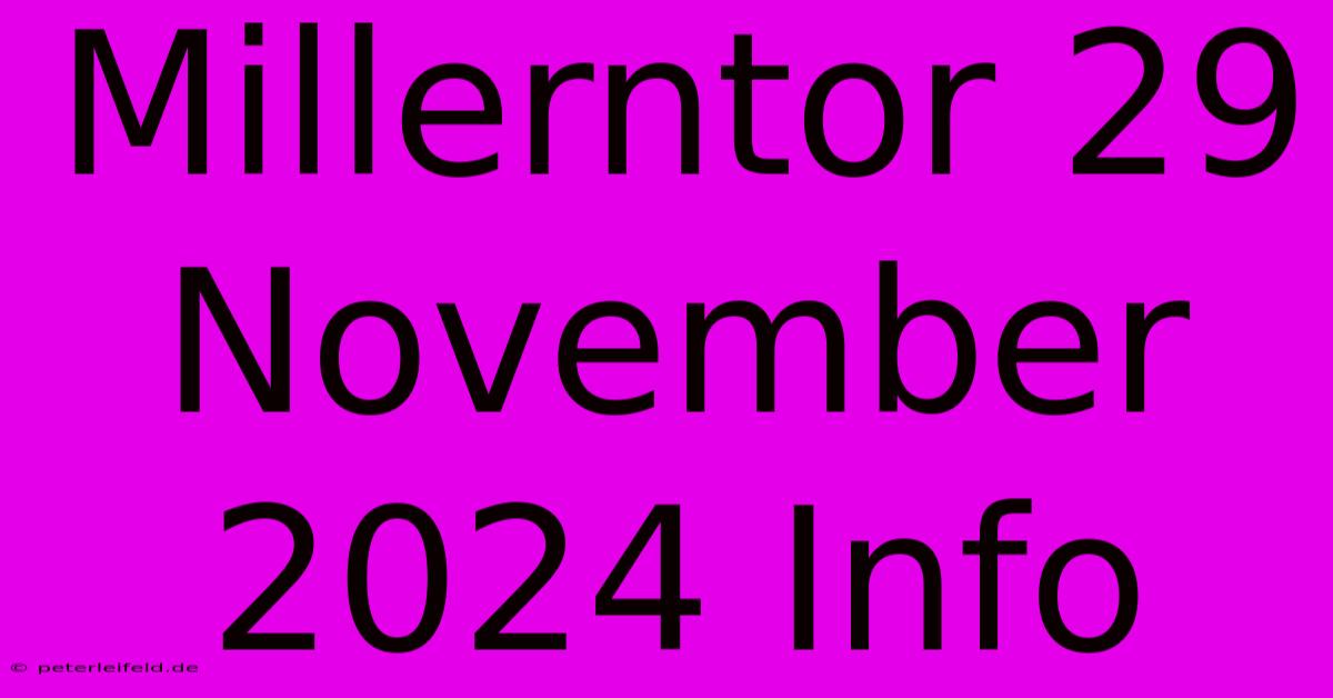 Millerntor 29 November 2024 Info